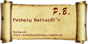Pethely Baltazár névjegykártya